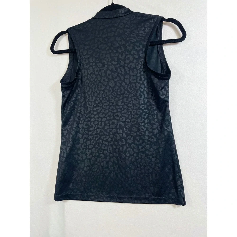 Nike Dri Fit Women Golf Sleeveless Top‎ XS Black Leopard Print Athletic Shirt